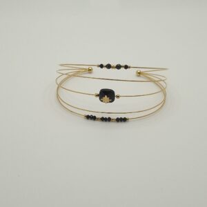 Bracelet doré et noir en acier inoxydable